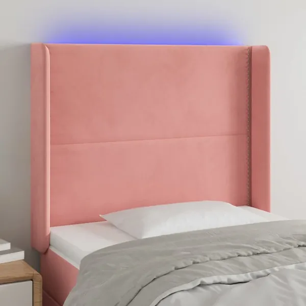 Tête de lit à LED Rose 83x16x118/128 cm Velours