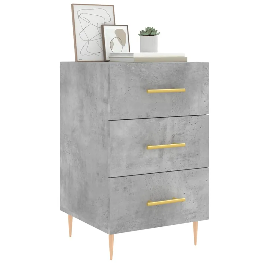 Table de chevet gris béton 40x40x66 cm bois d'ingénierie - 3