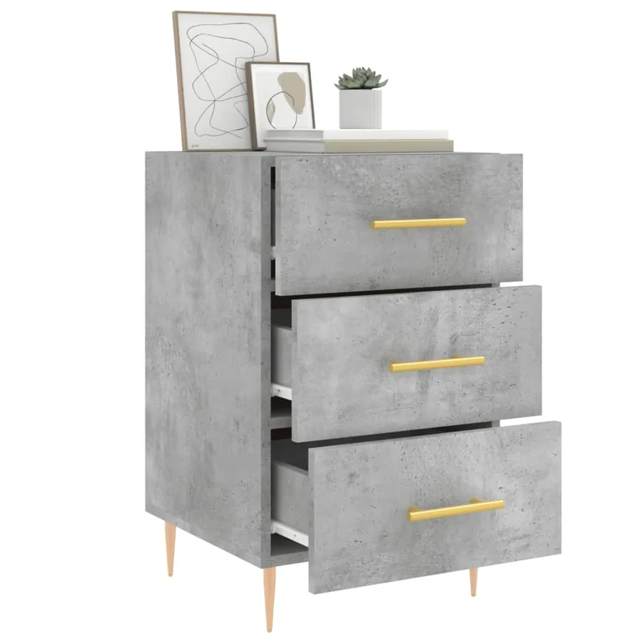 Table de chevet gris béton 40x40x66 cm bois d'ingénierie - 4