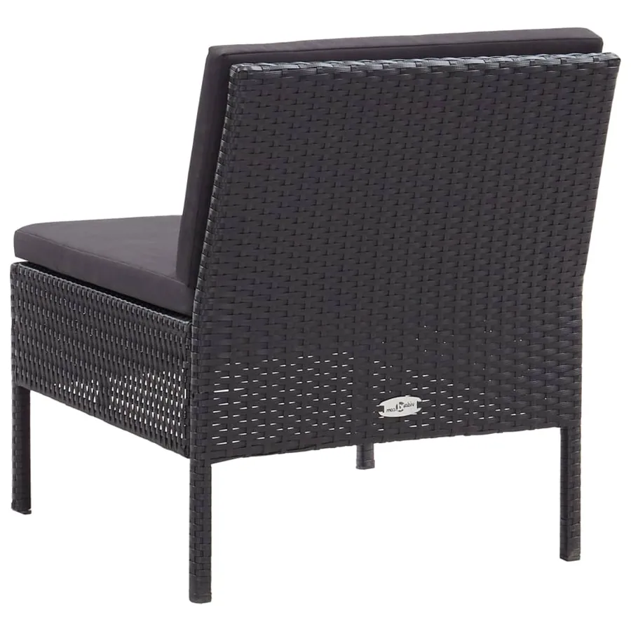 Salon de jardin 3 pcs avec coussins Résine tressée Noir - 10