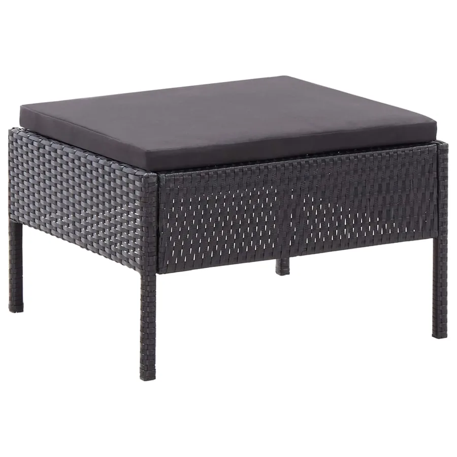 Salon de jardin 3 pcs avec coussins Résine tressée Noir - 11