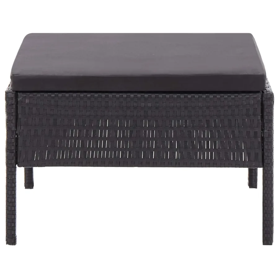 Salon de jardin 3 pcs avec coussins Résine tressée Noir - 12