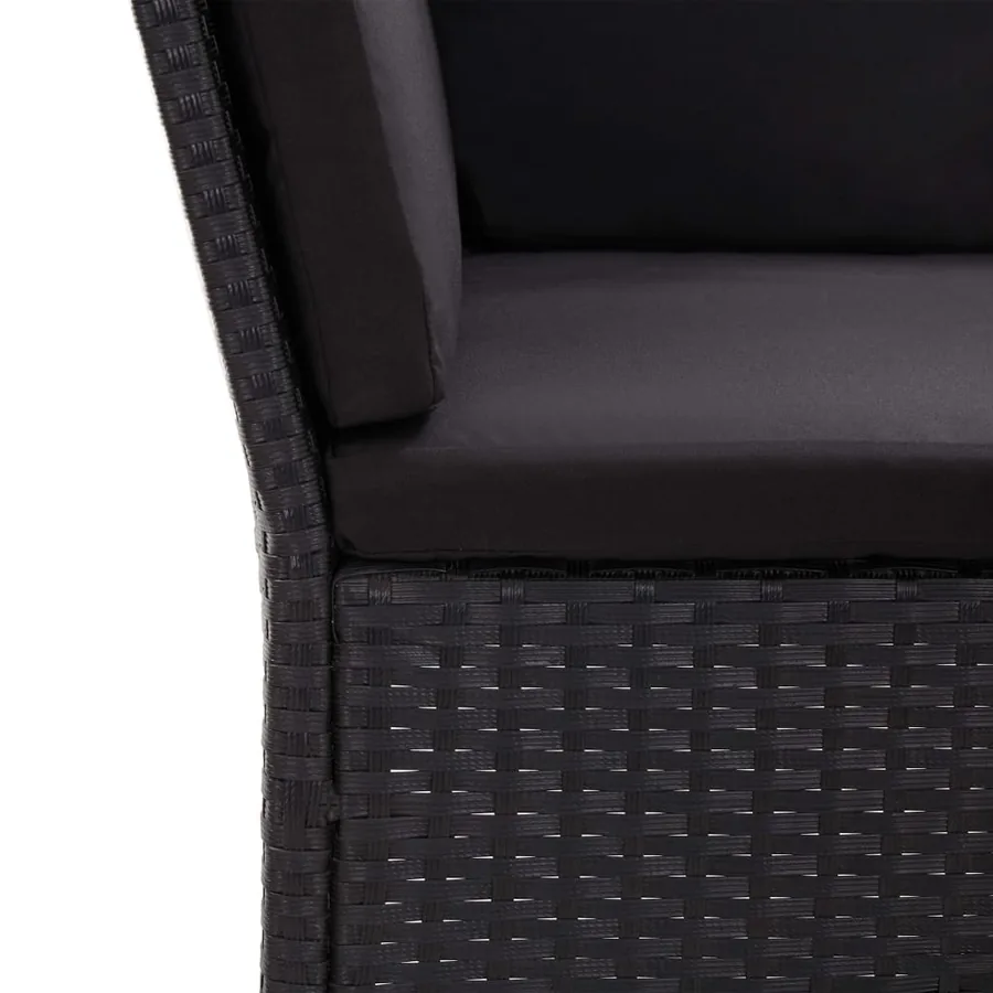 Salon de jardin 3 pcs avec coussins Résine tressée Noir - 13