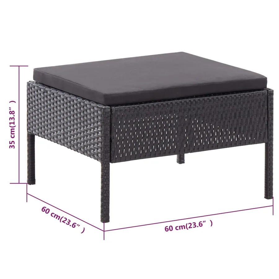 Salon de jardin 3 pcs avec coussins Résine tressée Noir - 16