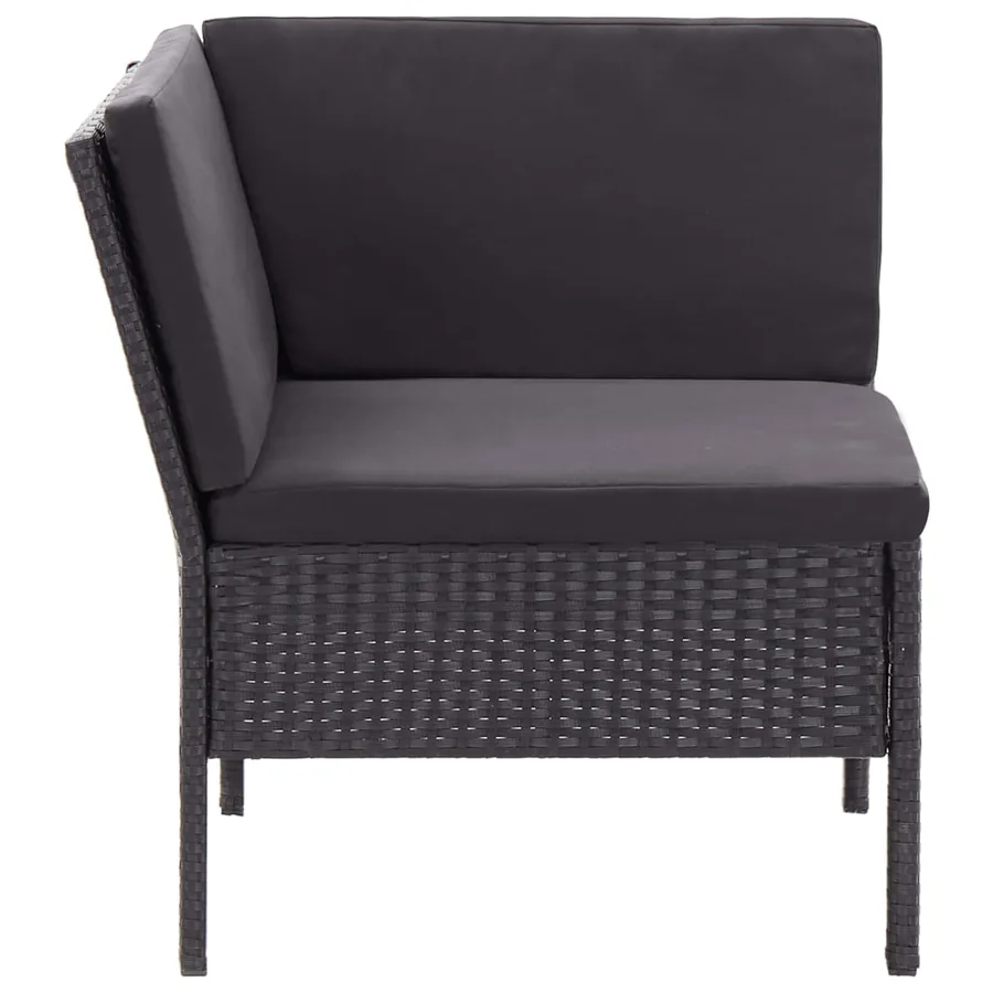 Salon de jardin 3 pcs avec coussins Résine tressée Noir - 4
