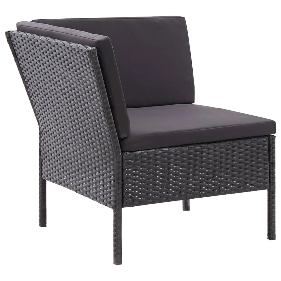 Salon de jardin 3 pcs avec coussins Résine tressée Noir - 5