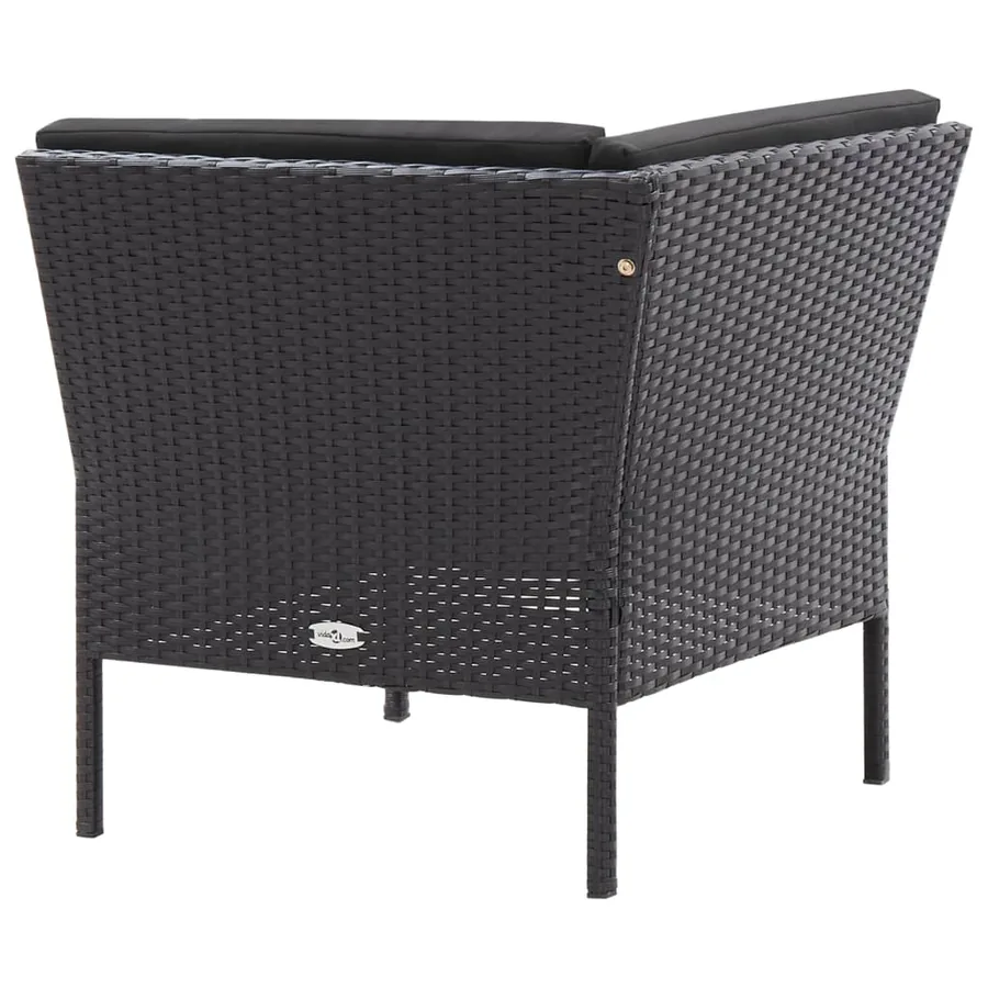 Salon de jardin 3 pcs avec coussins Résine tressée Noir - 6