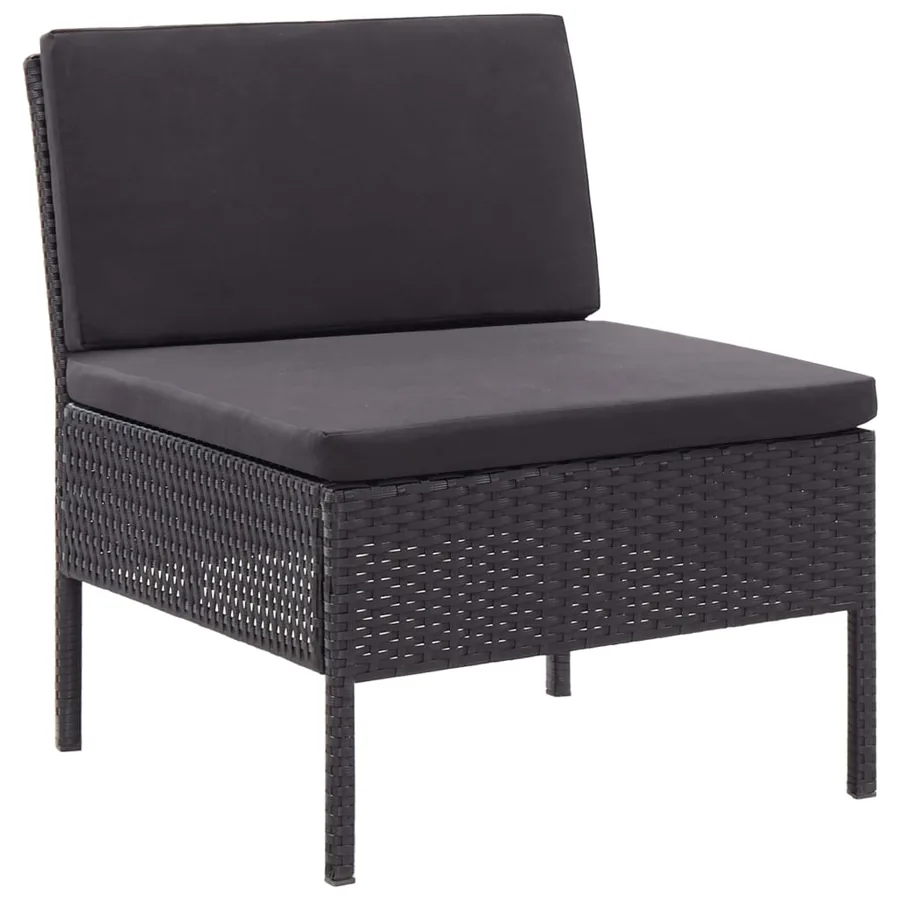 Salon de jardin 3 pcs avec coussins Résine tressée Noir - 7