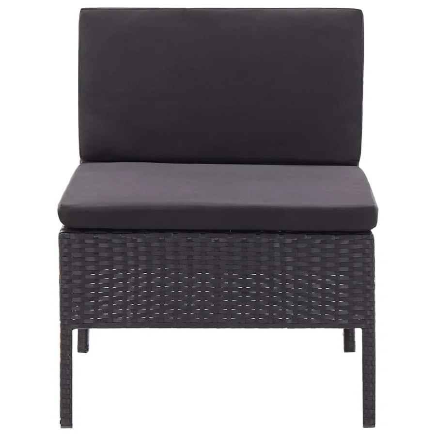 Salon de jardin 3 pcs avec coussins Résine tressée Noir - 8