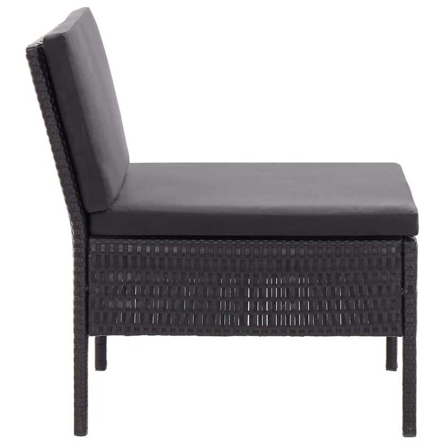 Salon de jardin 3 pcs avec coussins Résine tressée Noir - 9