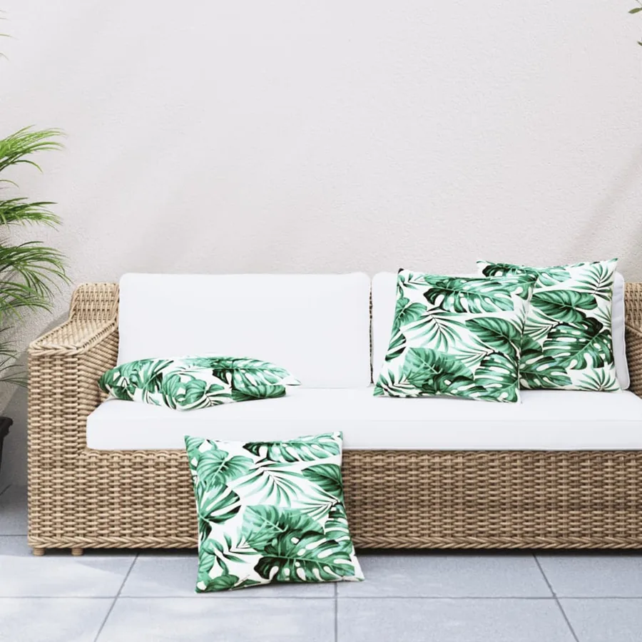 Coussins de canapé 4 pcs motif de feuilles 60x60 cm tissu