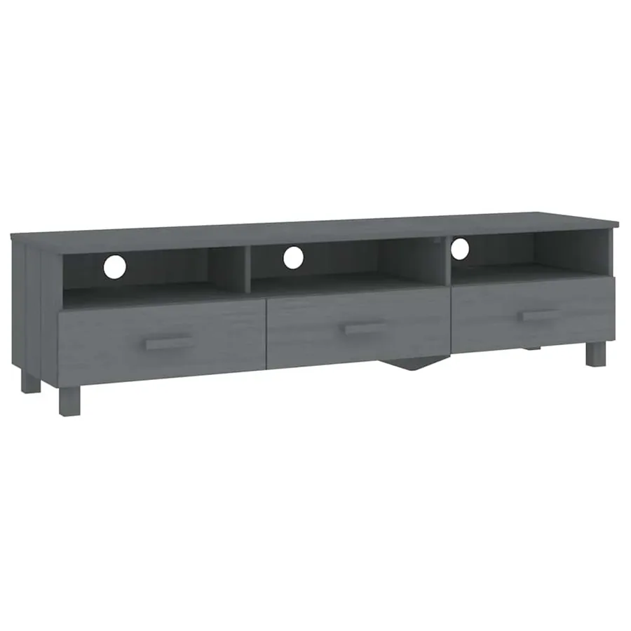 Meuble TV HAMAR Gris foncé 158x40x40 cm Bois massif de pin - 2