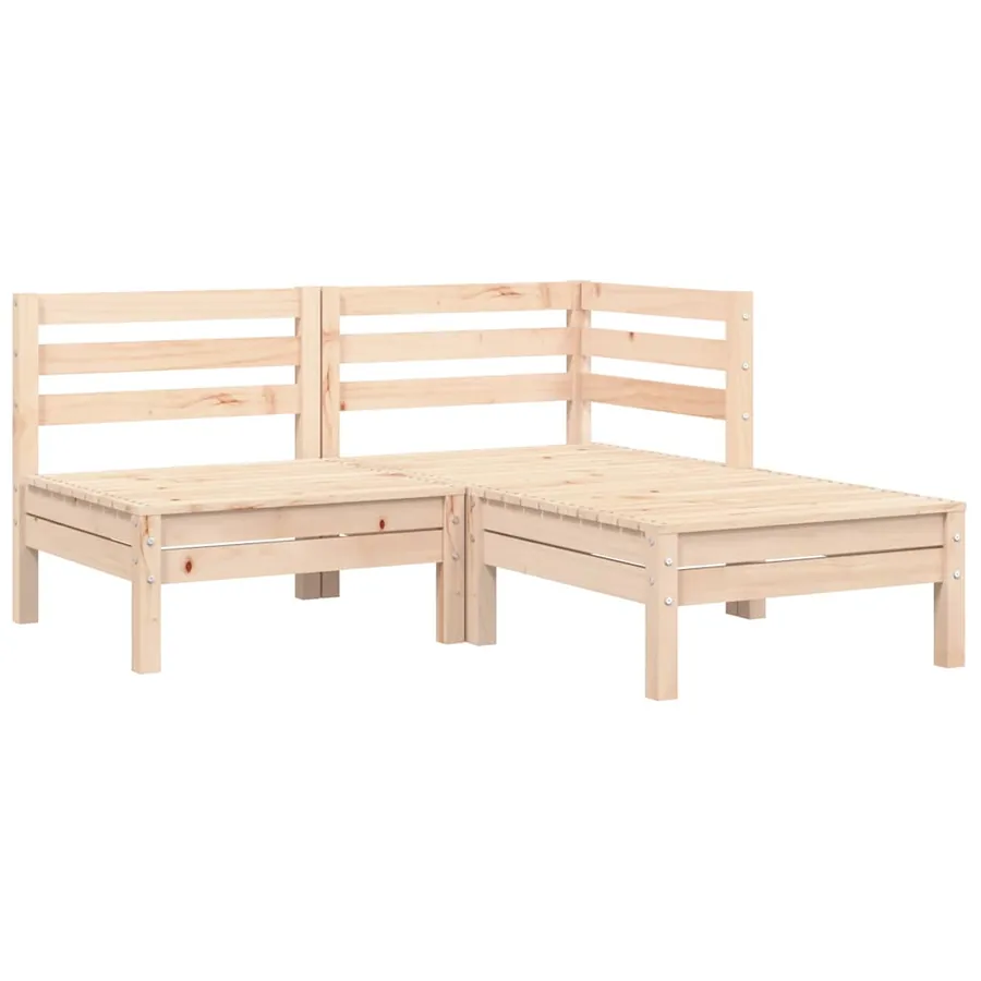 Salon de jardin 3 pcs avec coussins gris Bois de pin massif - 4