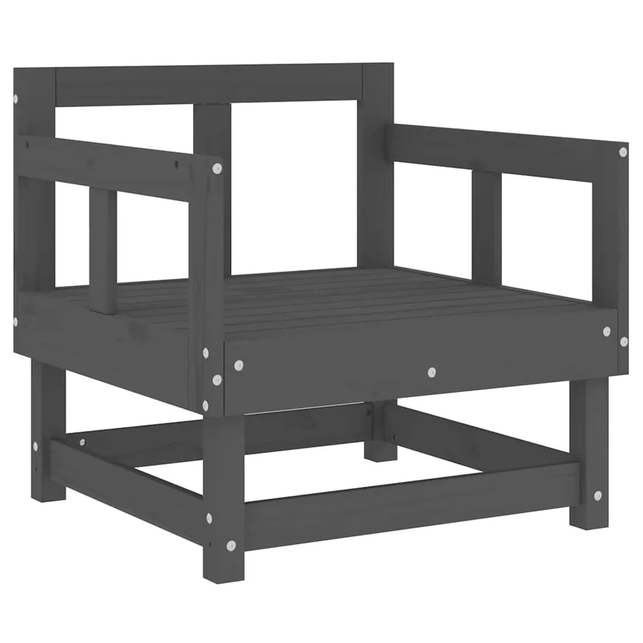 Chaises de jardin et coussins lot de 2 gris bois de pin massif - 5