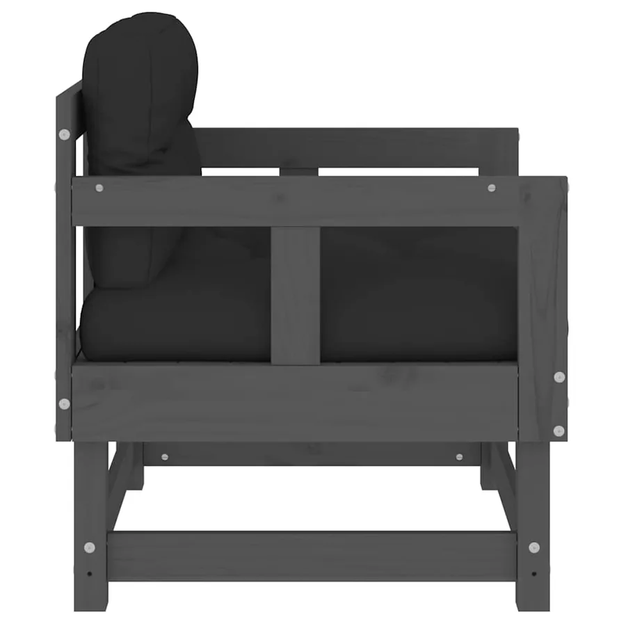 Chaises de jardin et coussins lot de 2 gris bois de pin massif - 6
