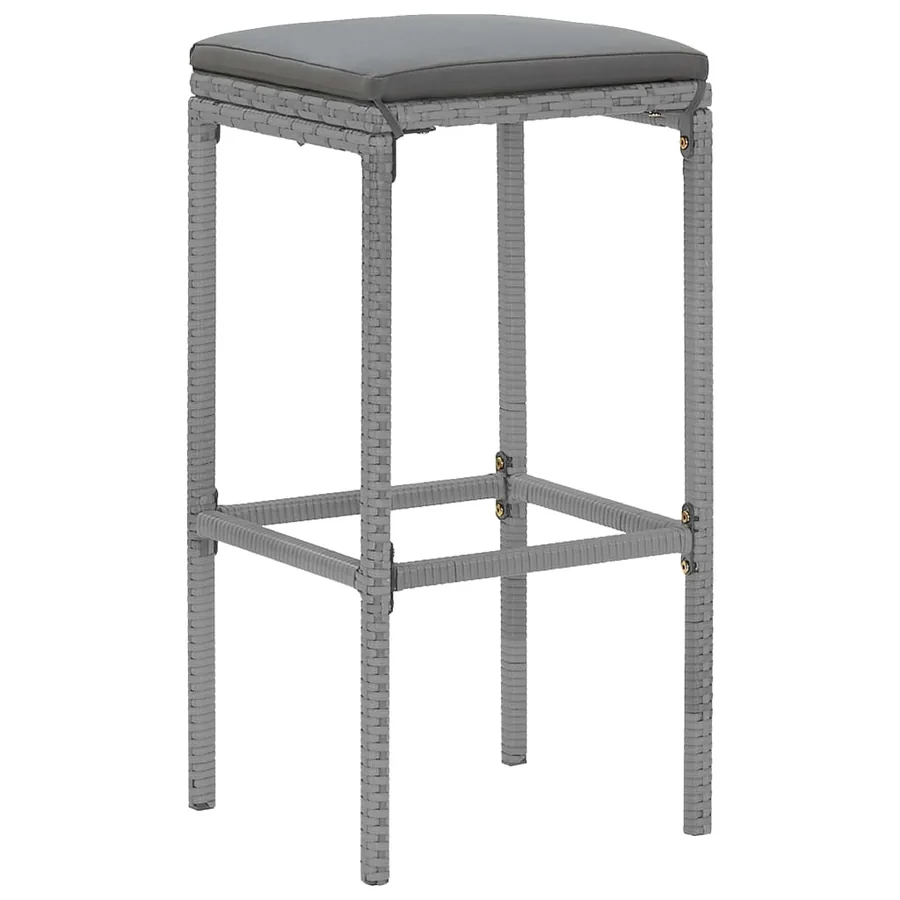 Ensemble de bar de jardin 7 pcs avec coussins gris poly rotin - 5