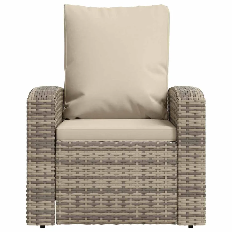Fauteuil inclinable de jardin avec coussins marron clair rotin - 4