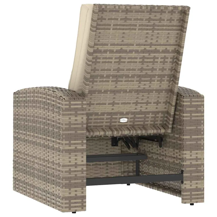 Fauteuil inclinable de jardin avec coussins marron clair rotin - 7