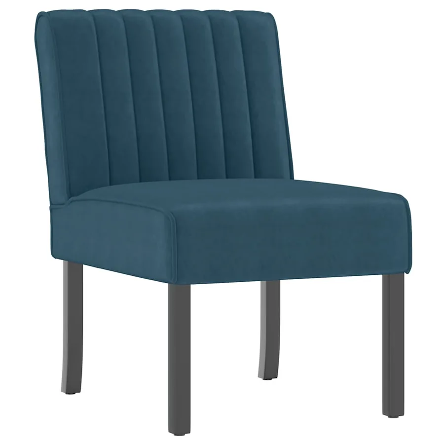 Fauteuil sans accoudoirs bleu velours - 2