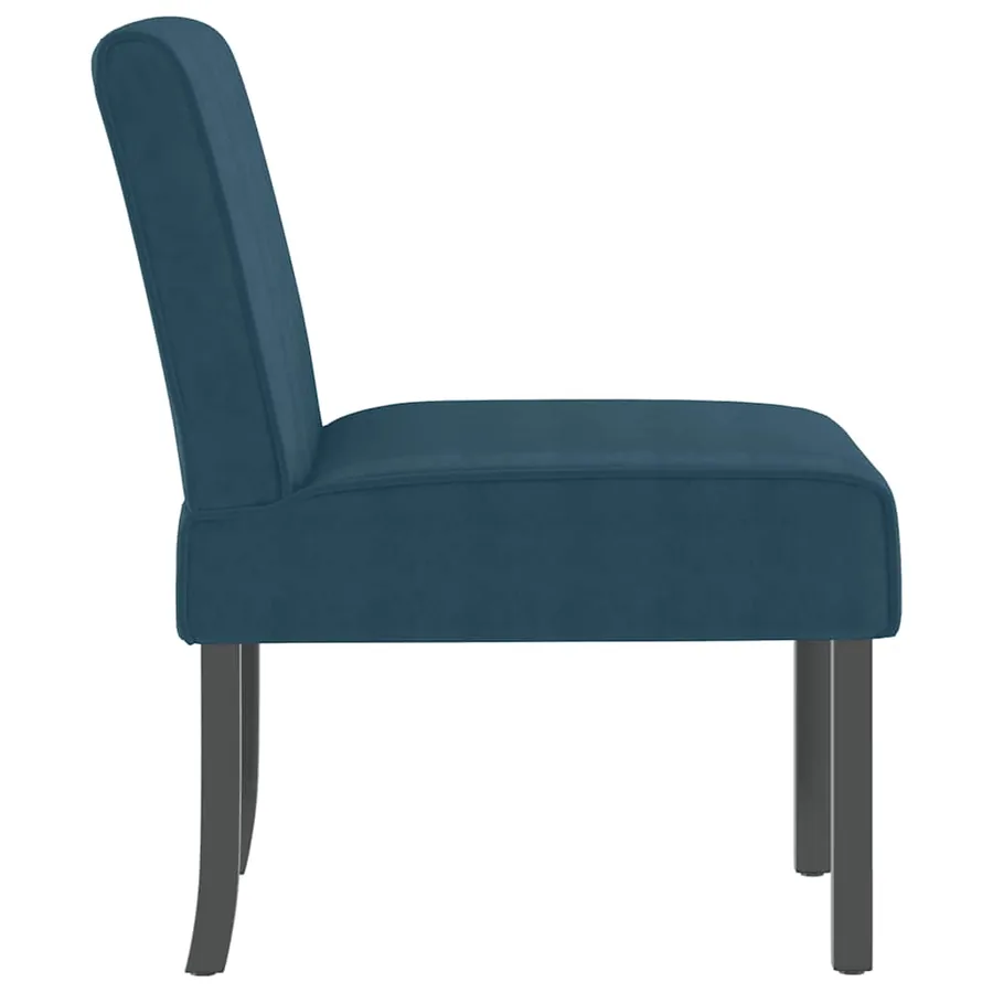 Fauteuil sans accoudoirs bleu velours - 4