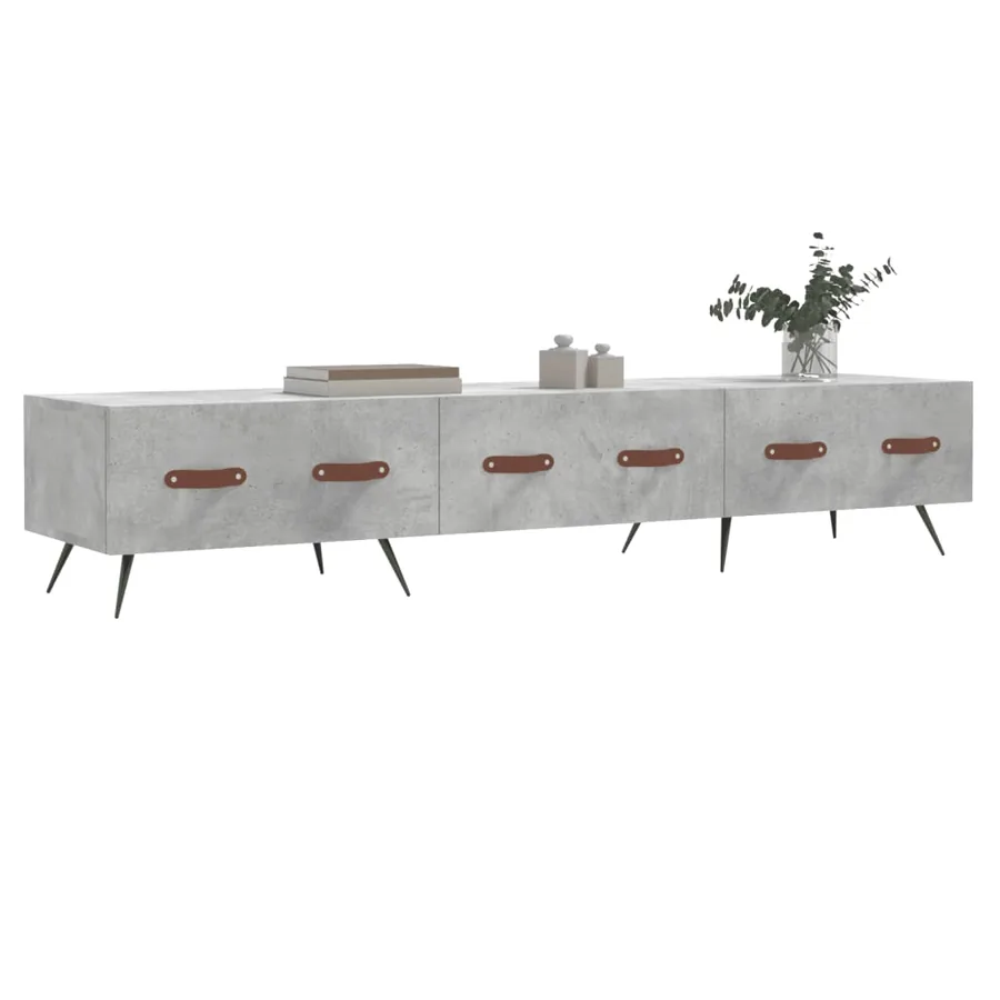 Meuble TV gris béton 150x36x30 cm bois d'ingénierie - 3