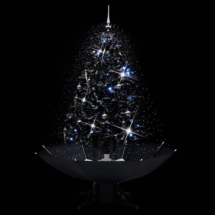 Arbre de Noël neigeux avec base de parapluie Noir 140 cm PVC - 3