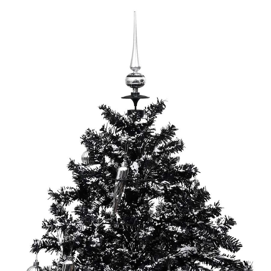 Arbre de Noël neigeux avec base de parapluie Noir 140 cm PVC - 4