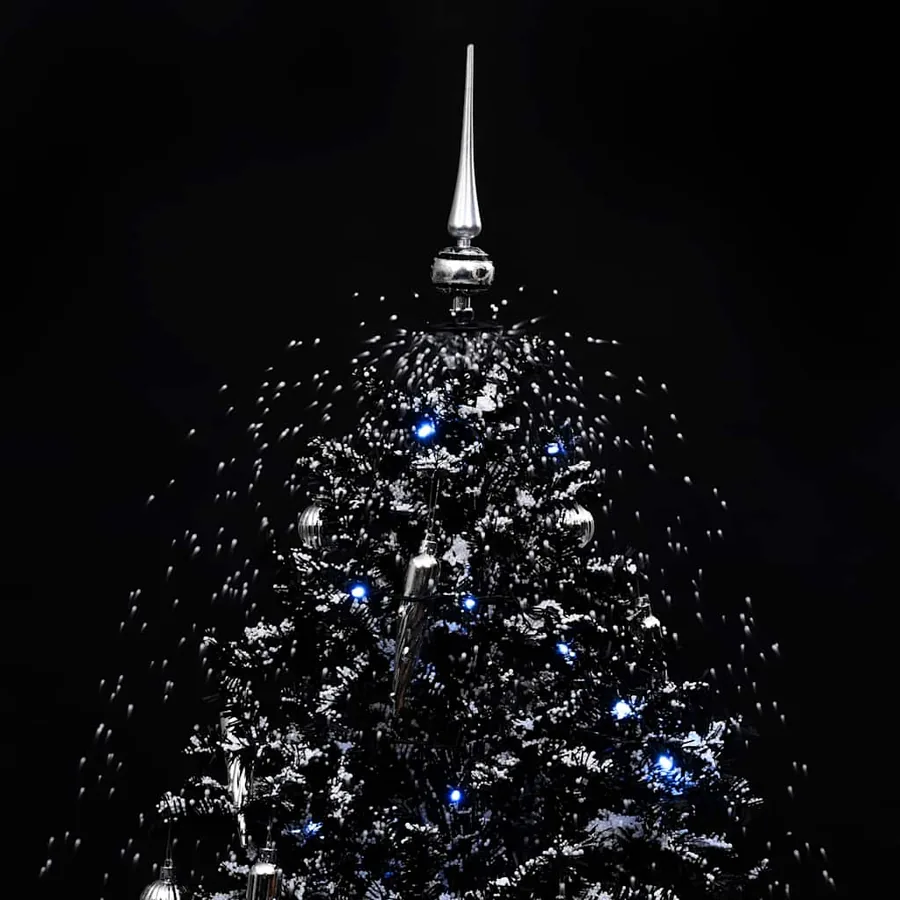 Arbre de Noël neigeux avec base de parapluie Noir 140 cm PVC - 6