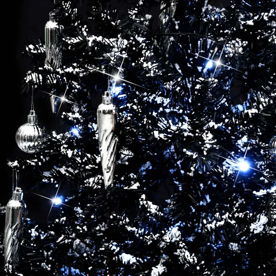 Arbre de Noël neigeux avec base de parapluie Noir 140 cm PVC - 7