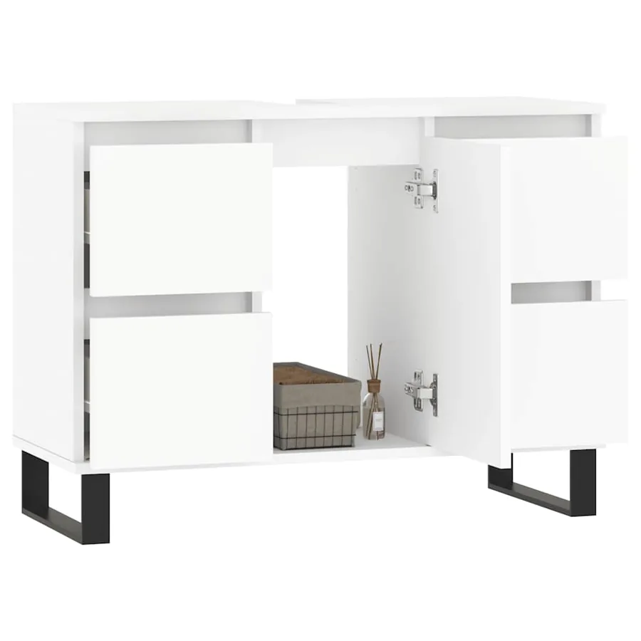 Armoire de salle de bain blanc 80x33x60 cm bois d'ingénierie - 3