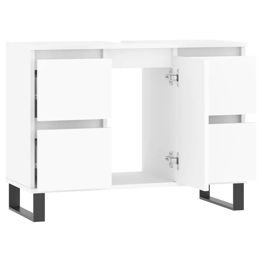Armoire de salle de bain blanc 80x33x60 cm bois d'ingénierie - 4