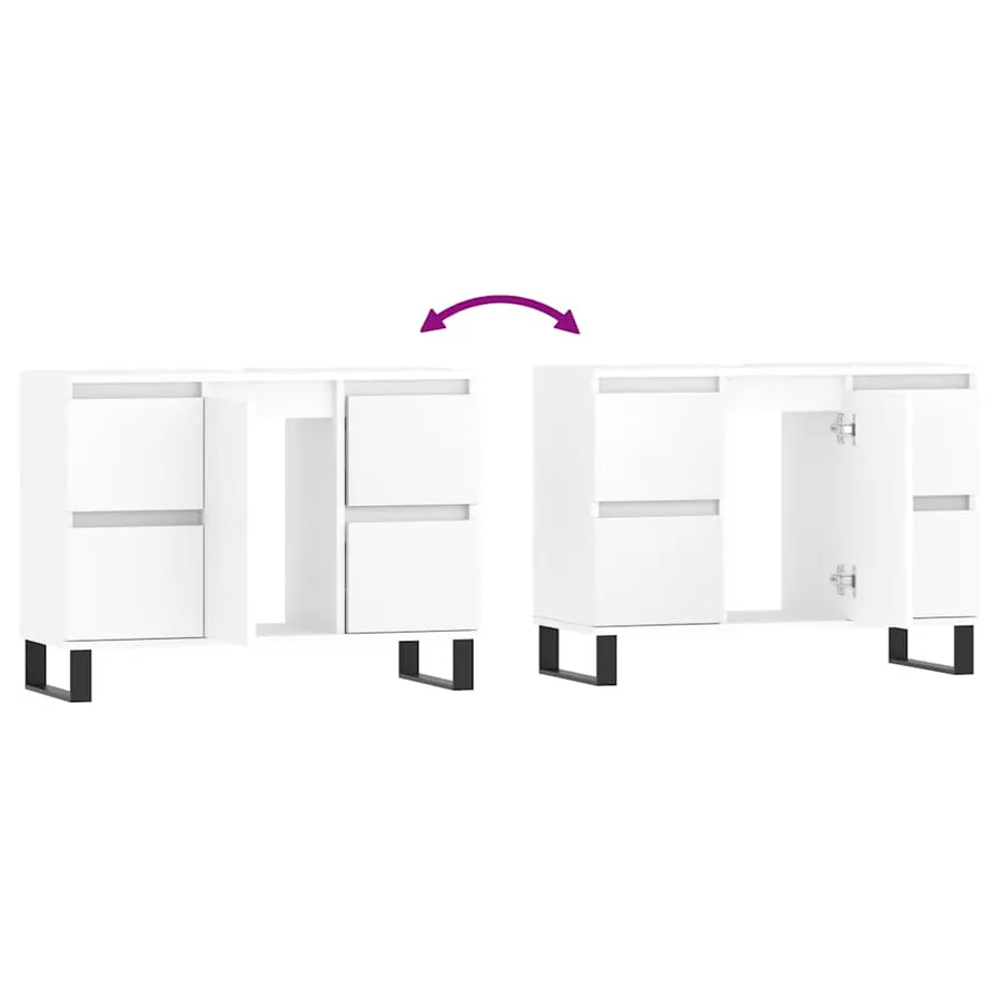 Armoire de salle de bain blanc 80x33x60 cm bois d'ingénierie - 9