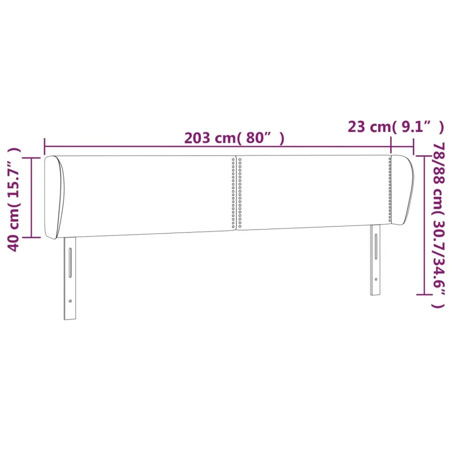 Tête de lit avec oreilles Marron foncé 203x23x78/88 cm Tissu - 9