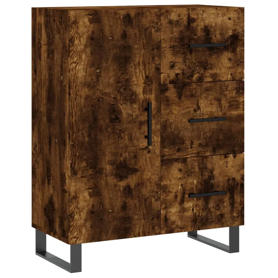 Buffet chêne fumé 69,5x34x90 cm bois d'ingénierie - 2