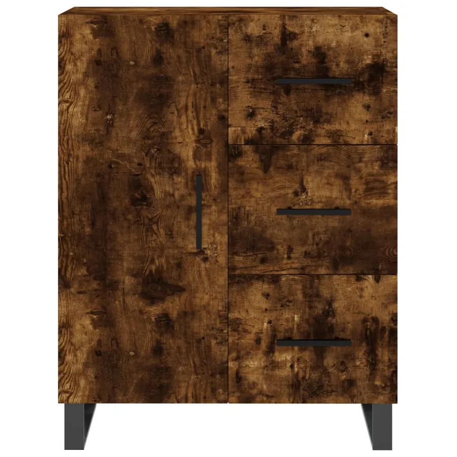 Buffet chêne fumé 69,5x34x90 cm bois d'ingénierie - 5