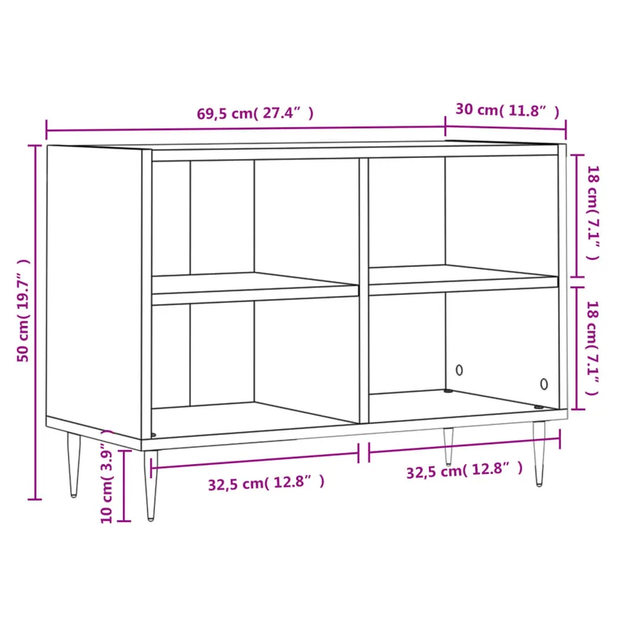 Meuble TV sonoma gris 69,5 x 30 x 50 cm bois d'ingénierie - 9