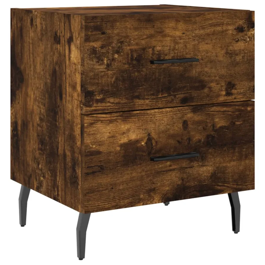 Table de chevet chêne fumé 40x35x47,5 cm bois d’ingénierie - 2