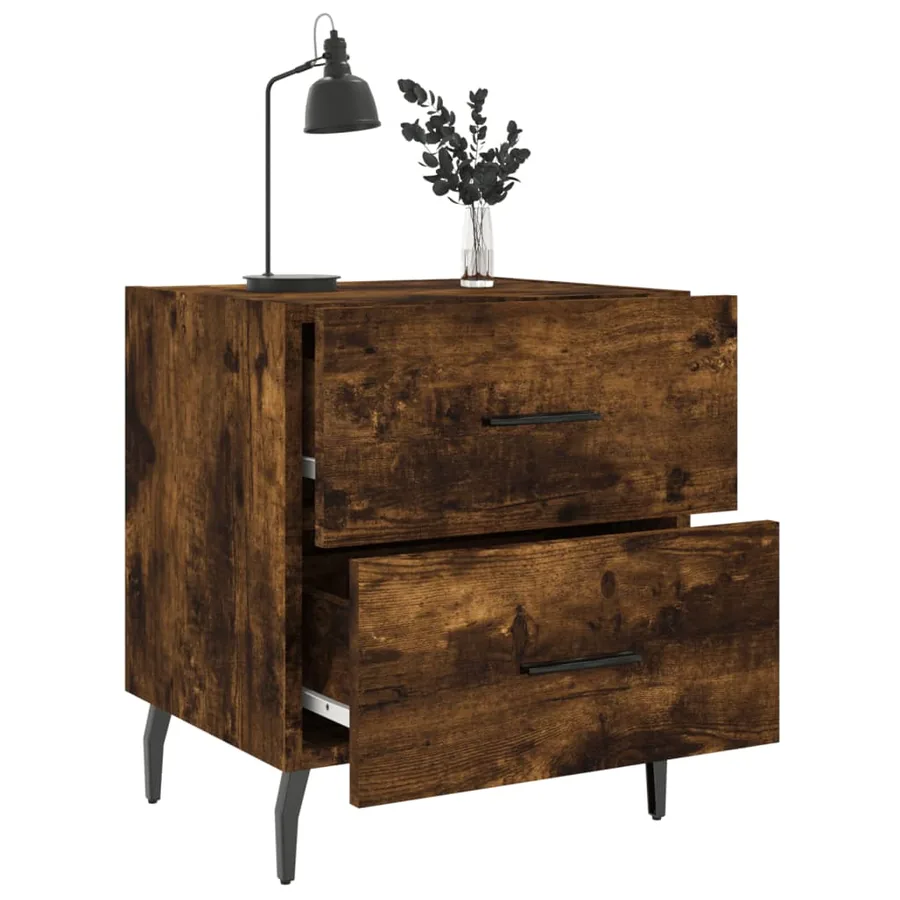 Table de chevet chêne fumé 40x35x47,5 cm bois d’ingénierie - 4