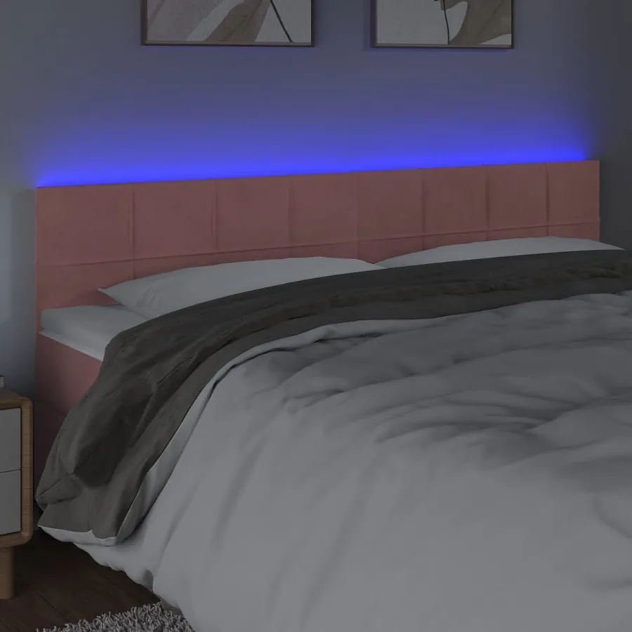 Tête de lit à LED Rose 180x5x78/88 cm Velours - 3