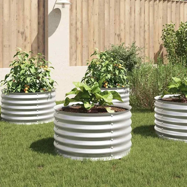 Lit surélevé de jardin 80x80x44 cm Acier galvanisé Argenté