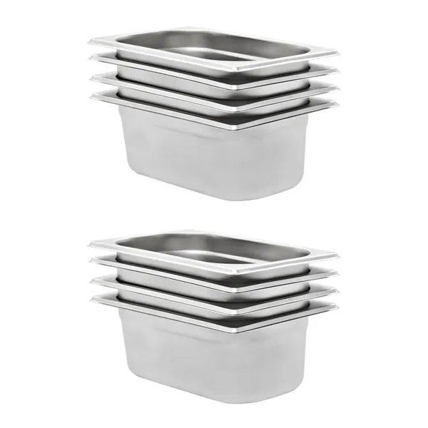 Récipients Gastronorm 8 pcs GN 1/4 100 mm Acier inoxydable