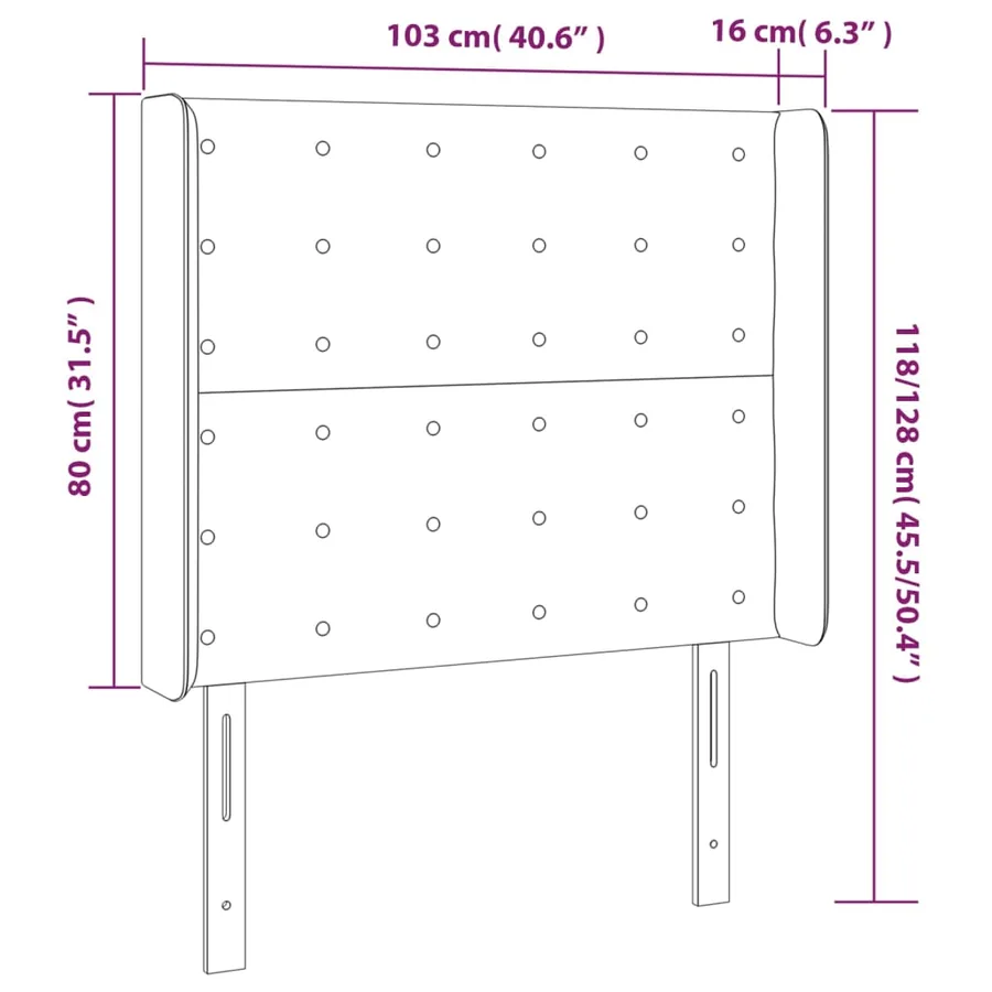 Tête de lit avec oreilles Crème 103x16x118/128 cm Similicuir - 9