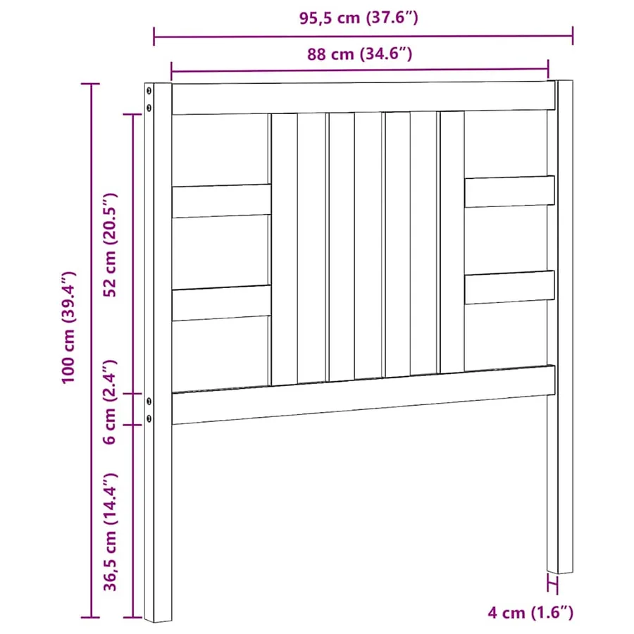 Tête de lit Marron miel 96x4x100 cm Bois massif de pin - 9