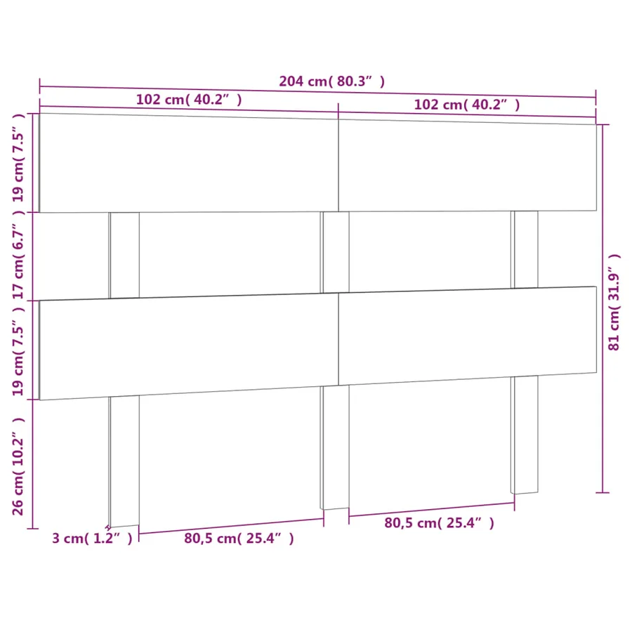 Tête de lit Marron miel 204x3x81 cm Bois massif de pin - 6