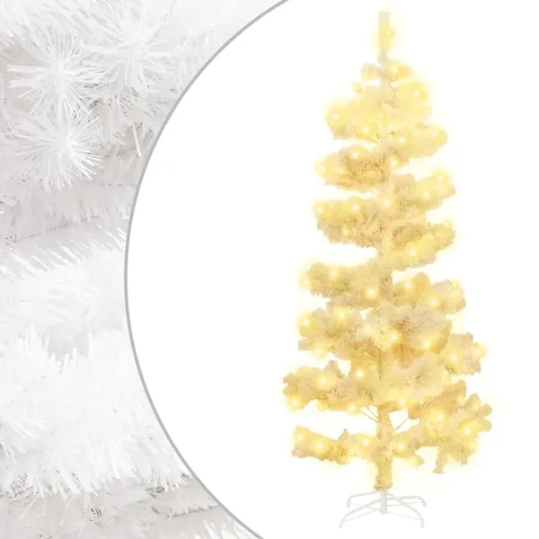 Arbre de Noël hélicoïdal pré-éclairé et support blanc 150cm PVC