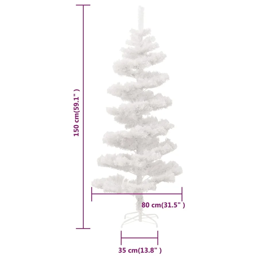 Arbre de Noël hélicoïdal pré-éclairé et support blanc 150cm PVC - 10