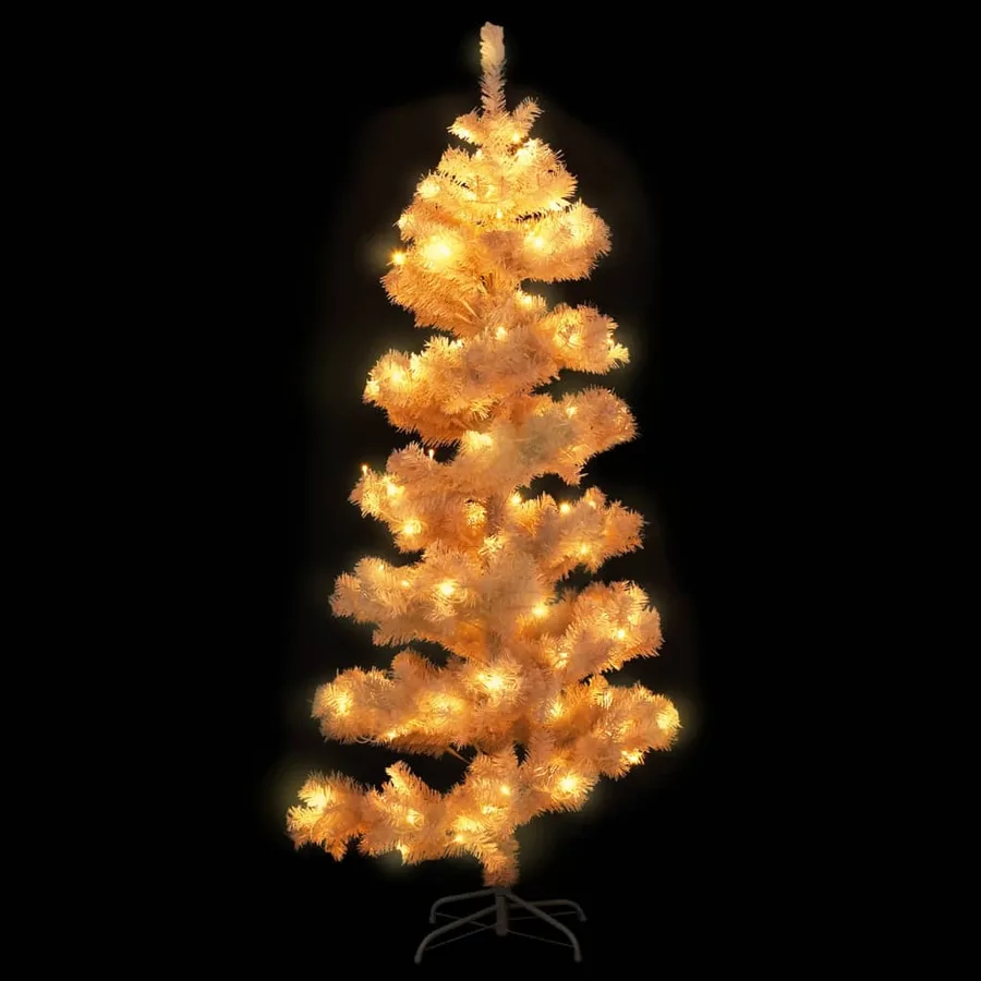 Arbre de Noël hélicoïdal pré-éclairé et support blanc 150cm PVC - 3