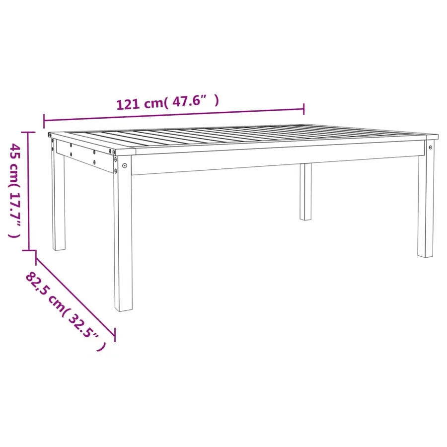Table de jardin 121x82,5x45 cm bois massif de pin - 8