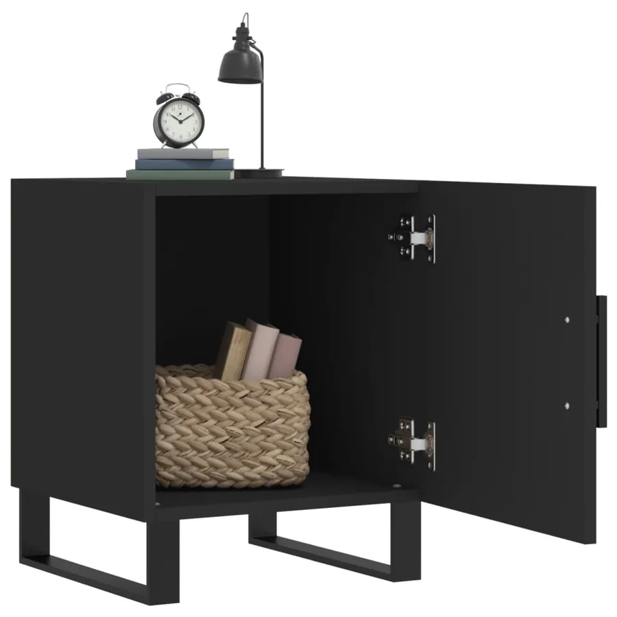 Tables de chevet 2 pcs noir 40x40x50 cm bois d’ingénierie - 3