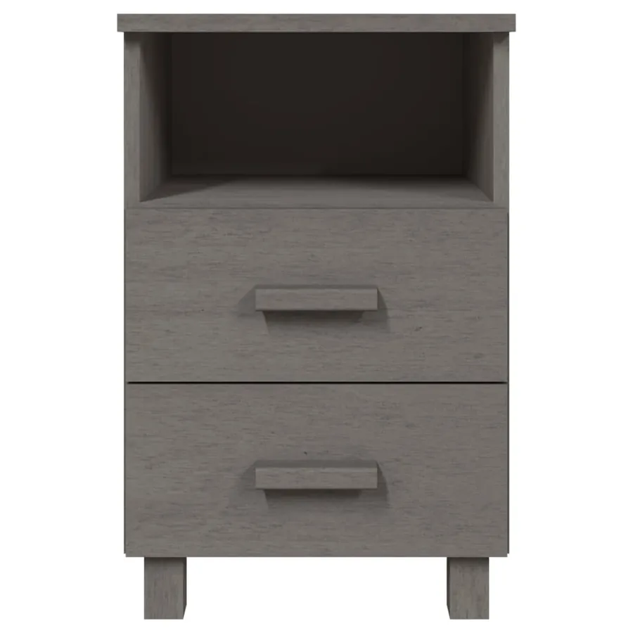 Table de chevet HAMAR Gris clair 40x35x62 cm Bois de pin massif - 3